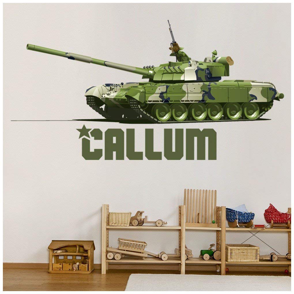 azutura Custom Name Army Tank Wall Sticker Personalised Kids Room Decal available in 8 Sizes Digital
