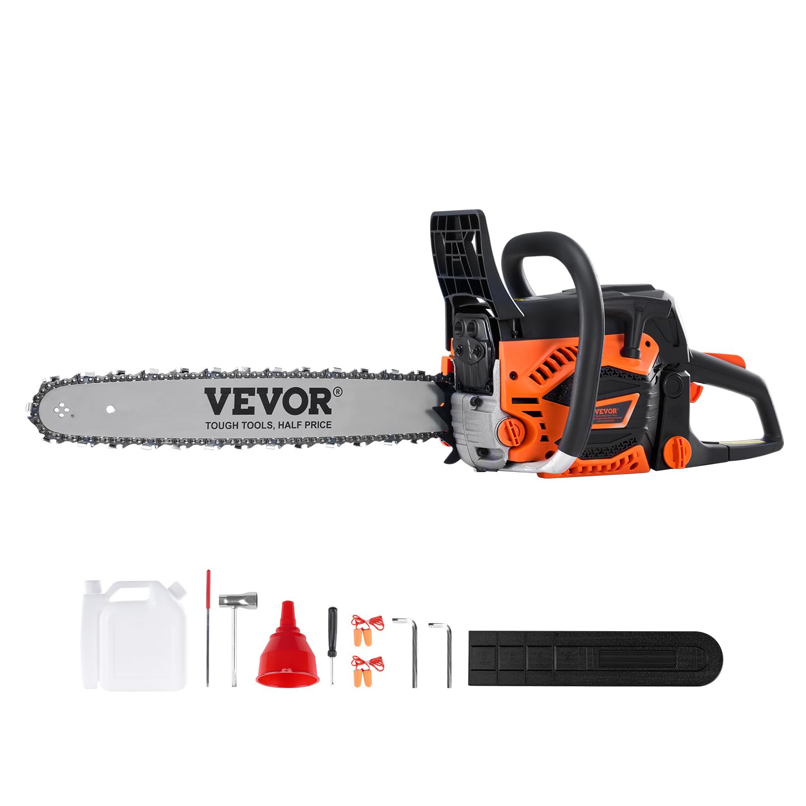 VEVOR Gas Chainsaw 52CC 2-Cycle Gasoline Powered Chainsaw 18 Inch Handheld Cordless Petrol Chain Saws For Forest, Wood, Garden and Farm Cutting Use