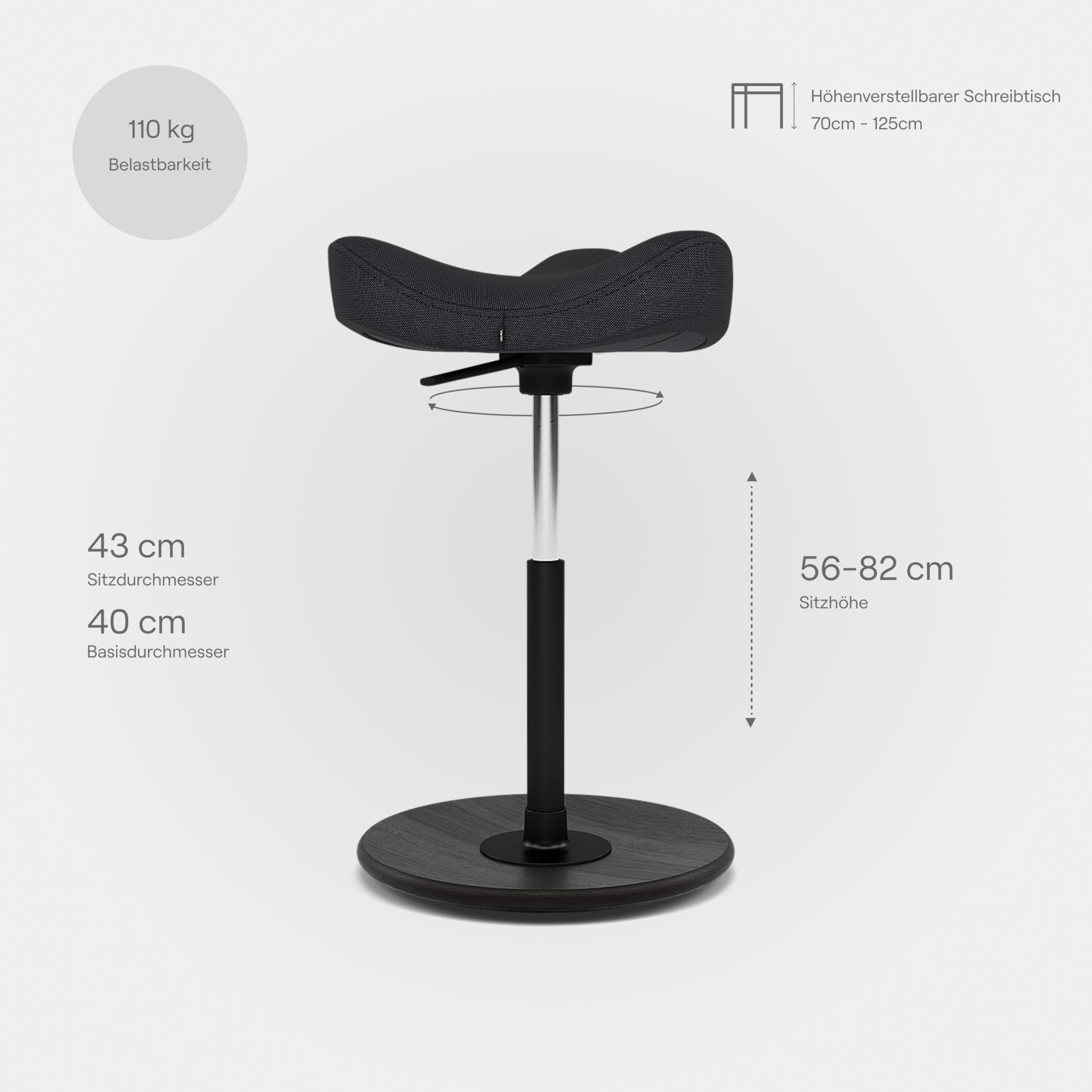 Varier Move Ergonomischer Stehhocker höhenverstellbar für Stehschreibtisch