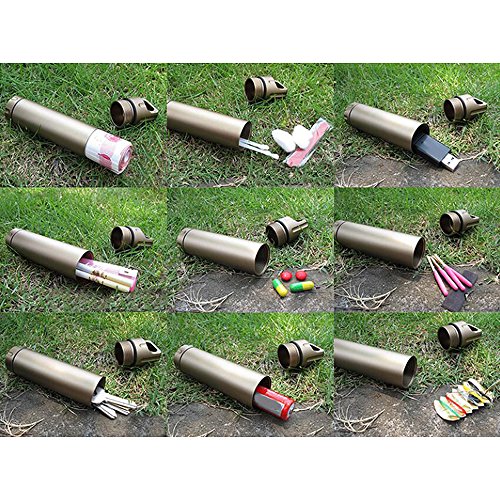 Ekloen Portable Survival Waterproof Pill Container Outdoor Waterproof Capsule Seal Bottle Holder Case Edc Emergency Tool,Cnc Machined Aluminum Bottle(Grey) #TOP6