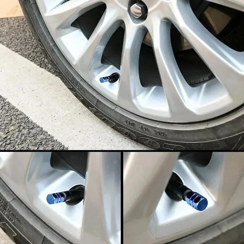 4/8Pcs Aluminum Tire Valve Caps Dustproof Waterproof for Car Truck Bike(Silver)