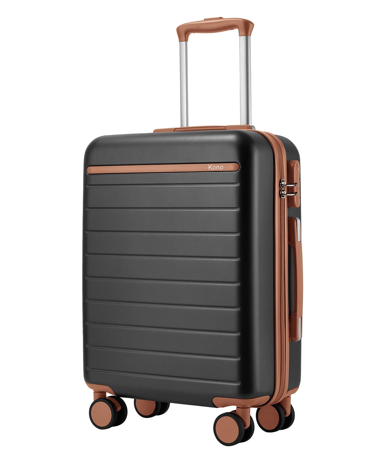 KONO Handgepäck Koffer 55x40x20cm, 34L Hartschalen Reisekoffer für Kurztrips und Business, Koffer Trolleys mit 4 Rollen aus ABS+PC, Grau