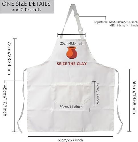 Miniatura 2 de MBMSO Delantal de cerámica Seize the Clay Pottery Artist Gift para amantes de la cerámica, delantal de cerámica con bolsillos