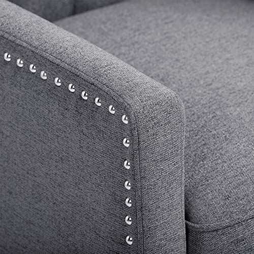 Sillón reclinable tapizado gris con respaldo ajustable miniatura 7