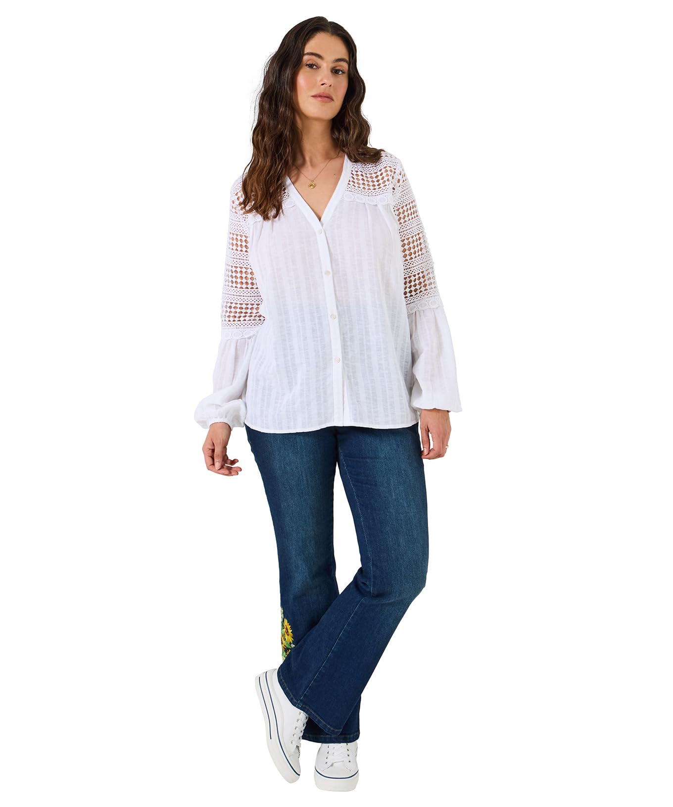 Joe Browns Camicetta da Donna in Misto Lino con Texture, Bianco, 50