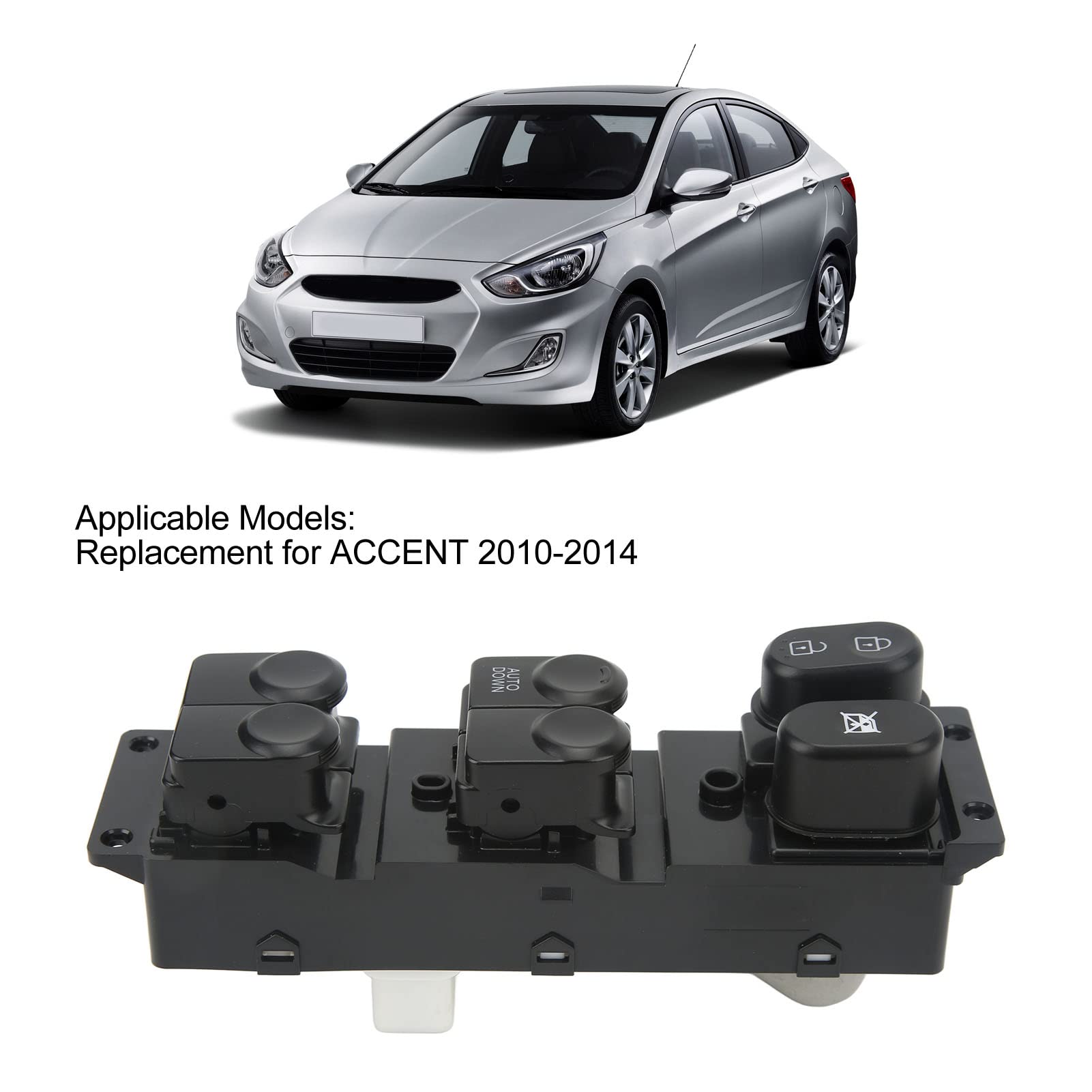 Przełącznik elektrycznego okna lewego drzwi Przełącznik główny czarnego okna dla ACCENT 2010-2014