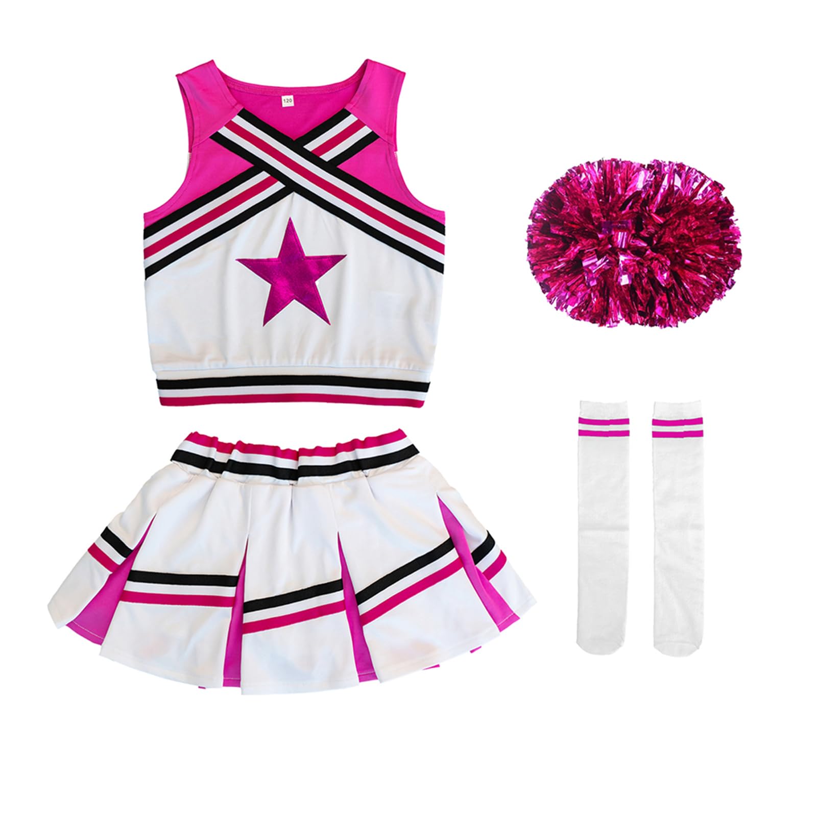 LOLANTA Costume da Ragazza Cheerleader, Carnevale o Evento Sportivo Fancy Dress Up con l'abito di Pom Poms, 4-13 Anni