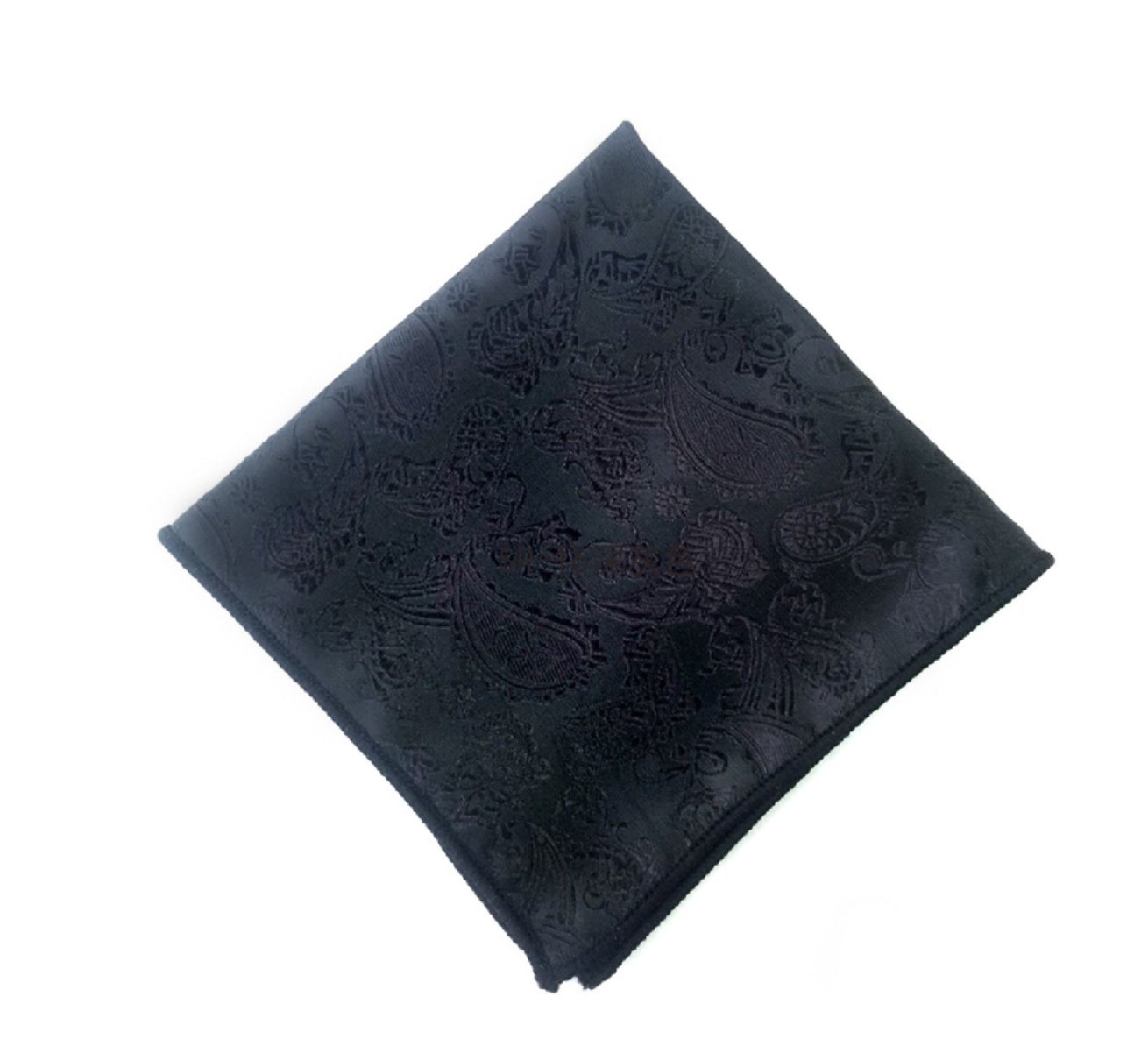 L&L® Hand Made Men Paisley Jacquard Silk square Wedding pocket Hanky Handkerchief (Black)