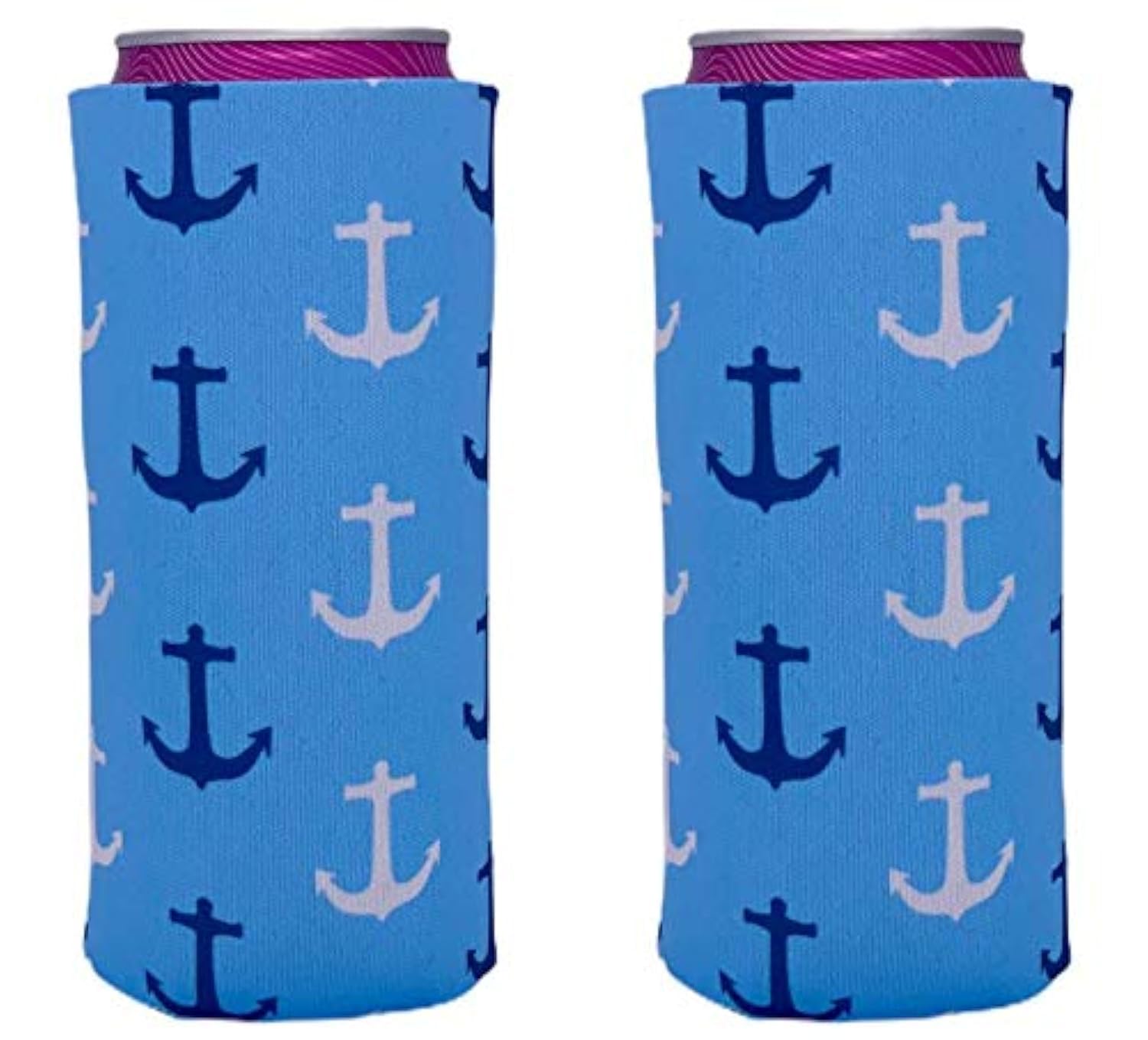 Anchor Pattern Slim Can Coolie (2 Pack)