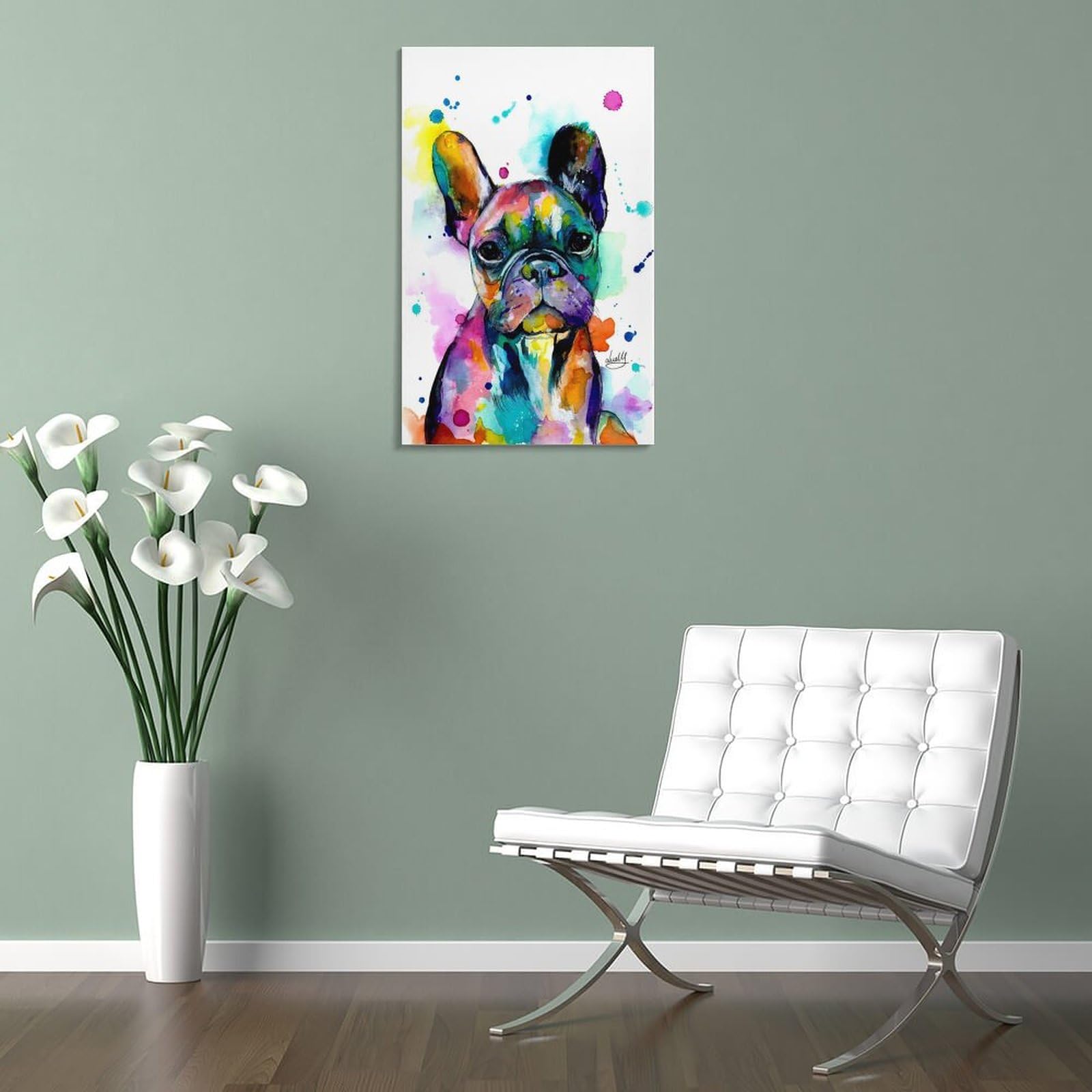 Amazon.co.jp: カラフルなフレンチ・ブルドッグのポスター