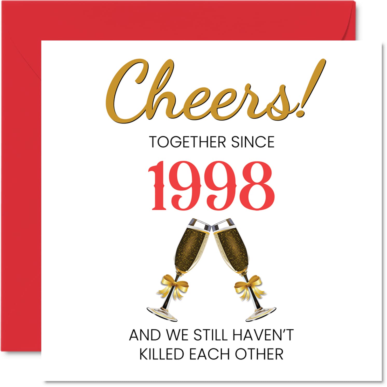 Funny 28th Anniversary Card for Husband Wife - Together Since 1998 - Happy 28th Wedding Anniversary Cards for Partner, I Love You Gifts, 145mm Greeting Cards Anniversaries
