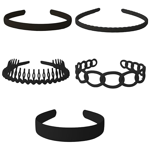 MHDGG Bandas de plástico para el cabello con dientes, 5 piezas antideslizantes para el cabello, accesorios para el cabello, diademas deportivas al