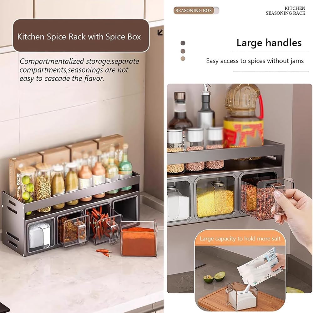 QTANZIQI Portaspezie a Parete per Cucina, portaspezie Regolabile, ripiano per spezie salvaspazio per conservare Erbe e condimenti, Gadget da Cucina Perfetto