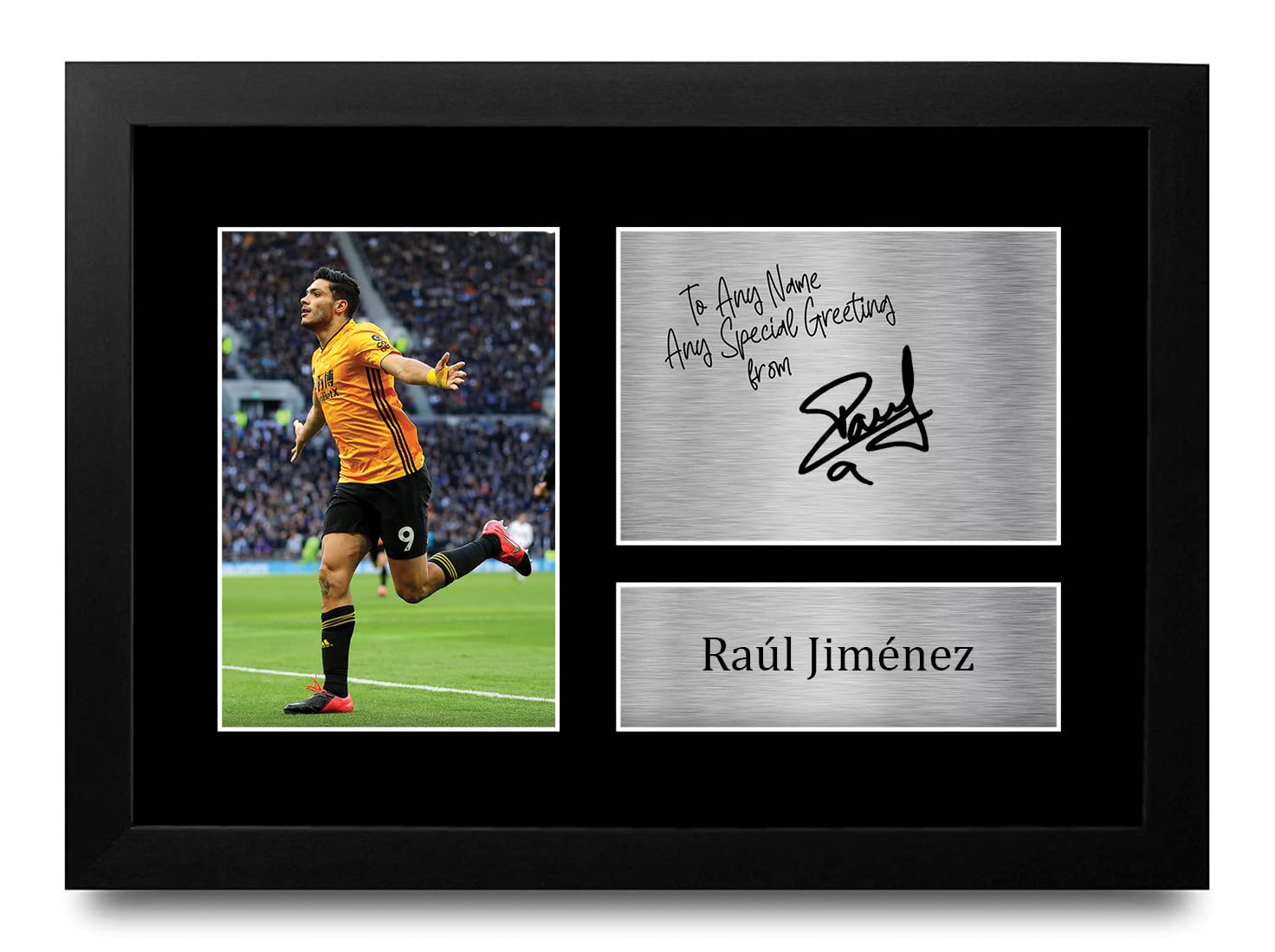 HWC Trading Raul Jimenez Personalised Gift - Signed Autograph Picture, Framed A4 Football Memorabilia with Custom Name Message for Birthday Christmas Wedding