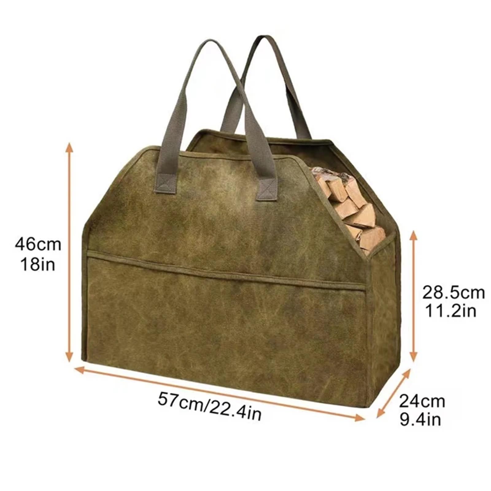Holzscheit-Aufbewahrungshalter, Träger, Segeltuch, Brennholztasche, Brennholzkorb, tragbarer Outdoor-Organizer