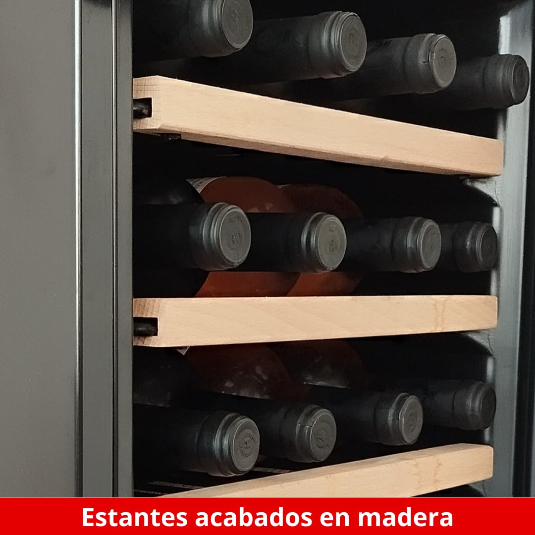 HAEGER Vinoteca Chateaux 24-24 Botellas, luz interior, 6º C - 20º C, Silenciosa, Panel de control táctil