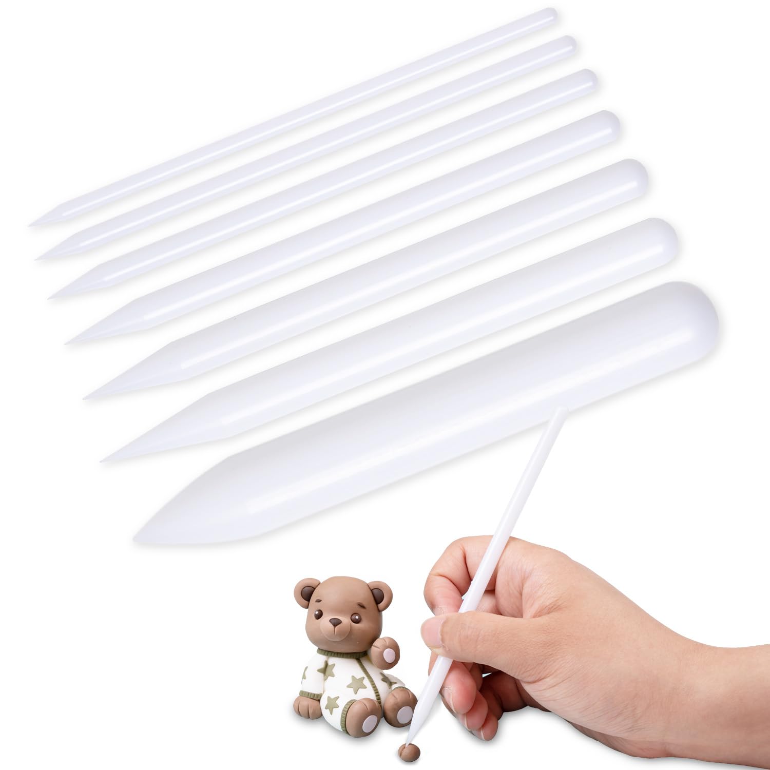 Gumpaste Fondant Decorating Tool, 7PCS Fondant Modeling Tools, Fondant Carving Sculpting Pen, Frilling Ruffles Rolling Pin Sets Fondant Tools