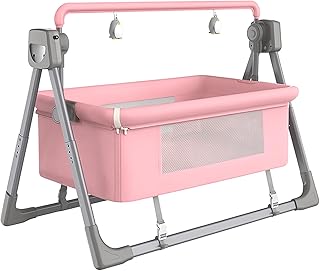 GentleNest Electric Baby Cradle Bassinet | Auto Swing with Timer & Remote | Memory Foam Mattress, Mosquito Net, Bluetooth Music | Foldable Travel Baby Cot & Sleep Bed for 0–30 Months (Pink)