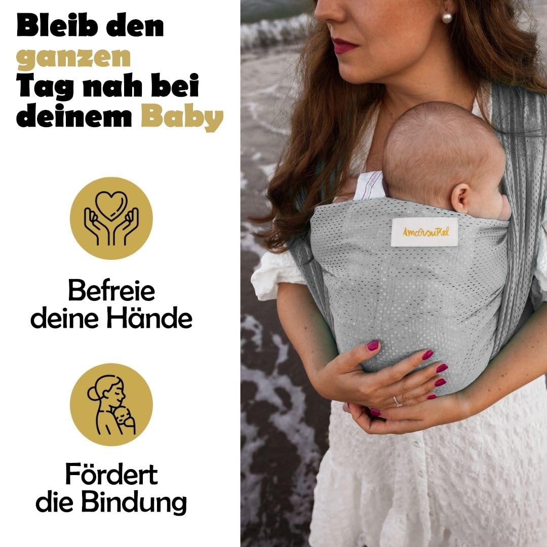 Amarsupiel | Wasser-Babytrage | Schnelltrocknend | Oekotex | Waterproof | Farbe Grau