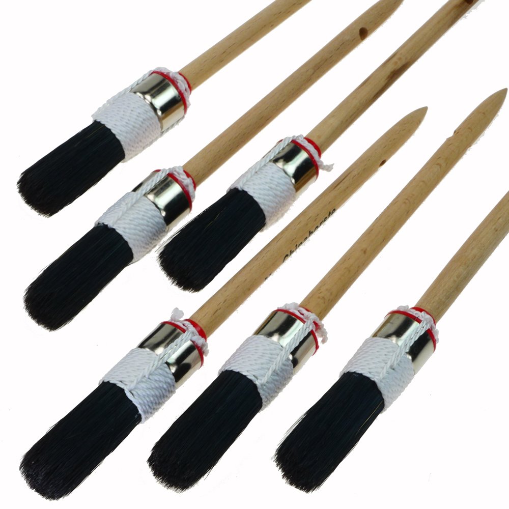 ROTIX-93811 | 6 Stück Profi-Ringpinsel Ø 20 mm Größe 2 | Rundpinsel Lackierpinselschwarze Borste