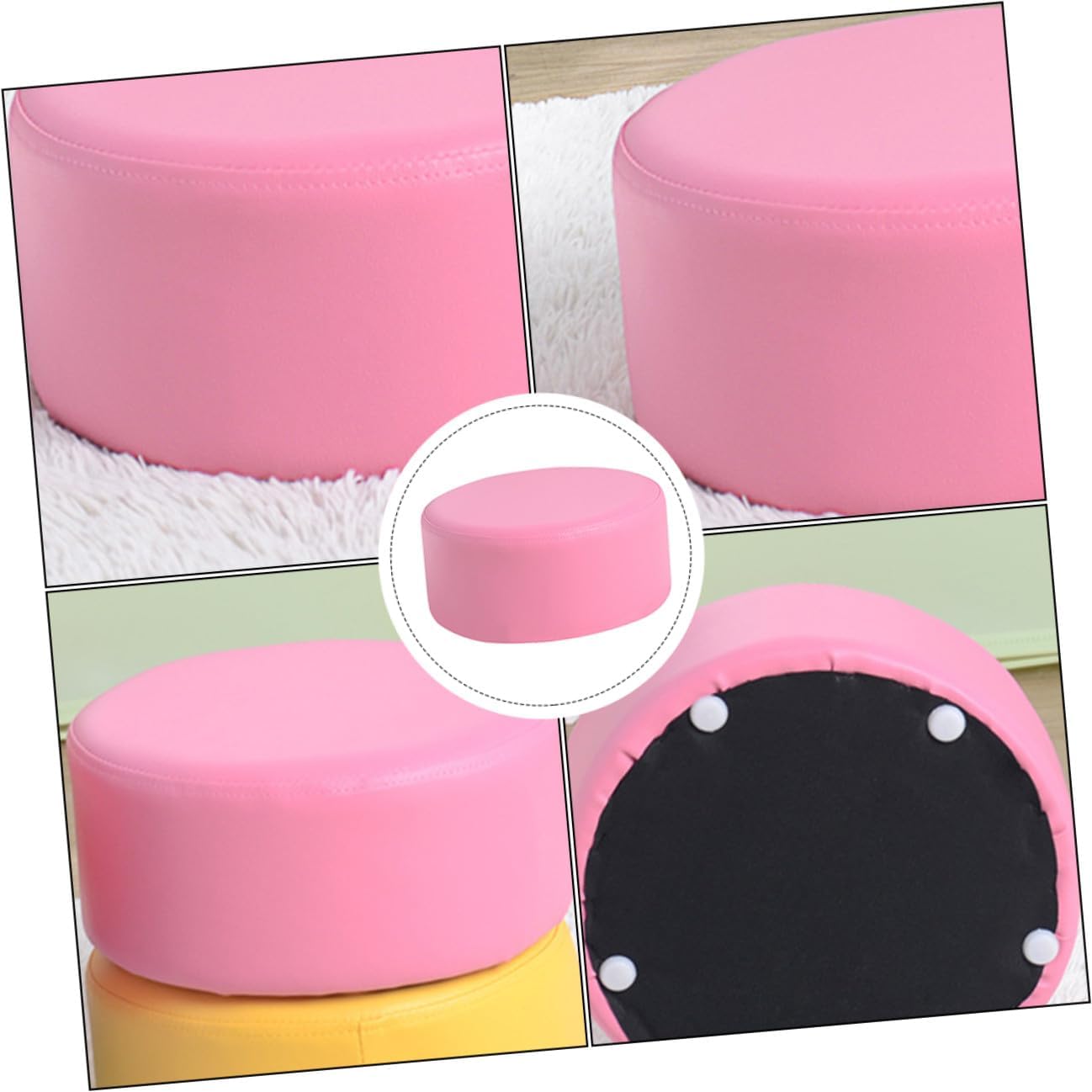 Pu ’ Stool Non-Slip Lightweight Small Round Seat 28x28x13cm Pink ’s Footstool for Bathroom and Playroom Use