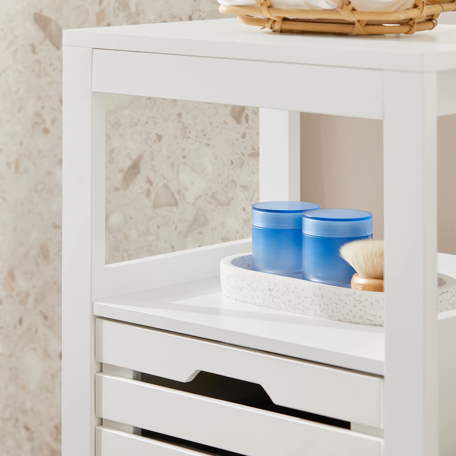 SoBuy Mobiletto da Bagno con Cesto per la Biancheria – Armadio Salvaspazio con Sacco Pieghevole per il Bucato, Mobile da Bagno Compatto in Legno, Bianco, 42 x 90 x 30 cm, BZR67-W
