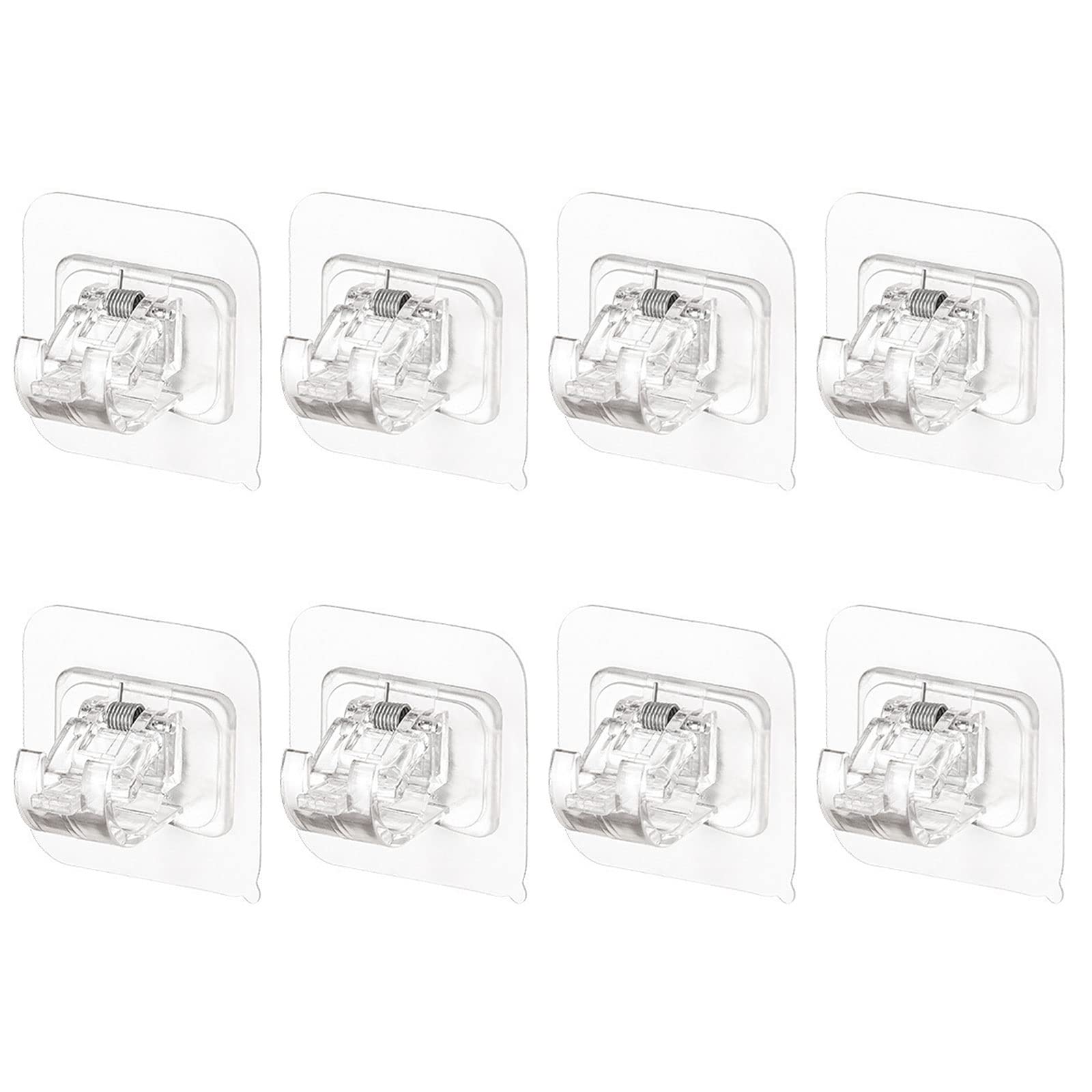 Greyoe Self Adhesive Curtain Holder, 8 Pcs Transparent Curtain Hooks, Fixed Rod Bracket for Kitchen & Bathroom