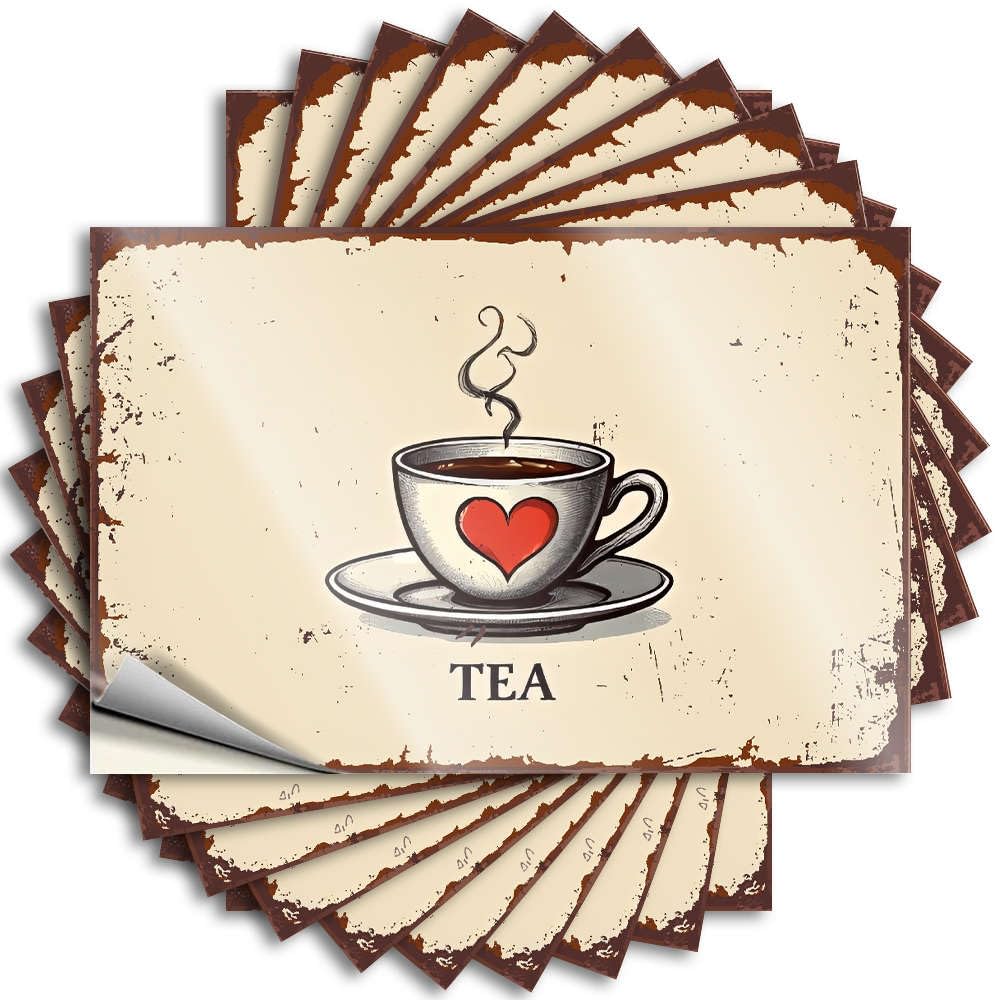 Farm Motivational Saying - A Cup of Tea with Heart Design. Removable Decal Laptop Easy Peel for Items(6X9CM)