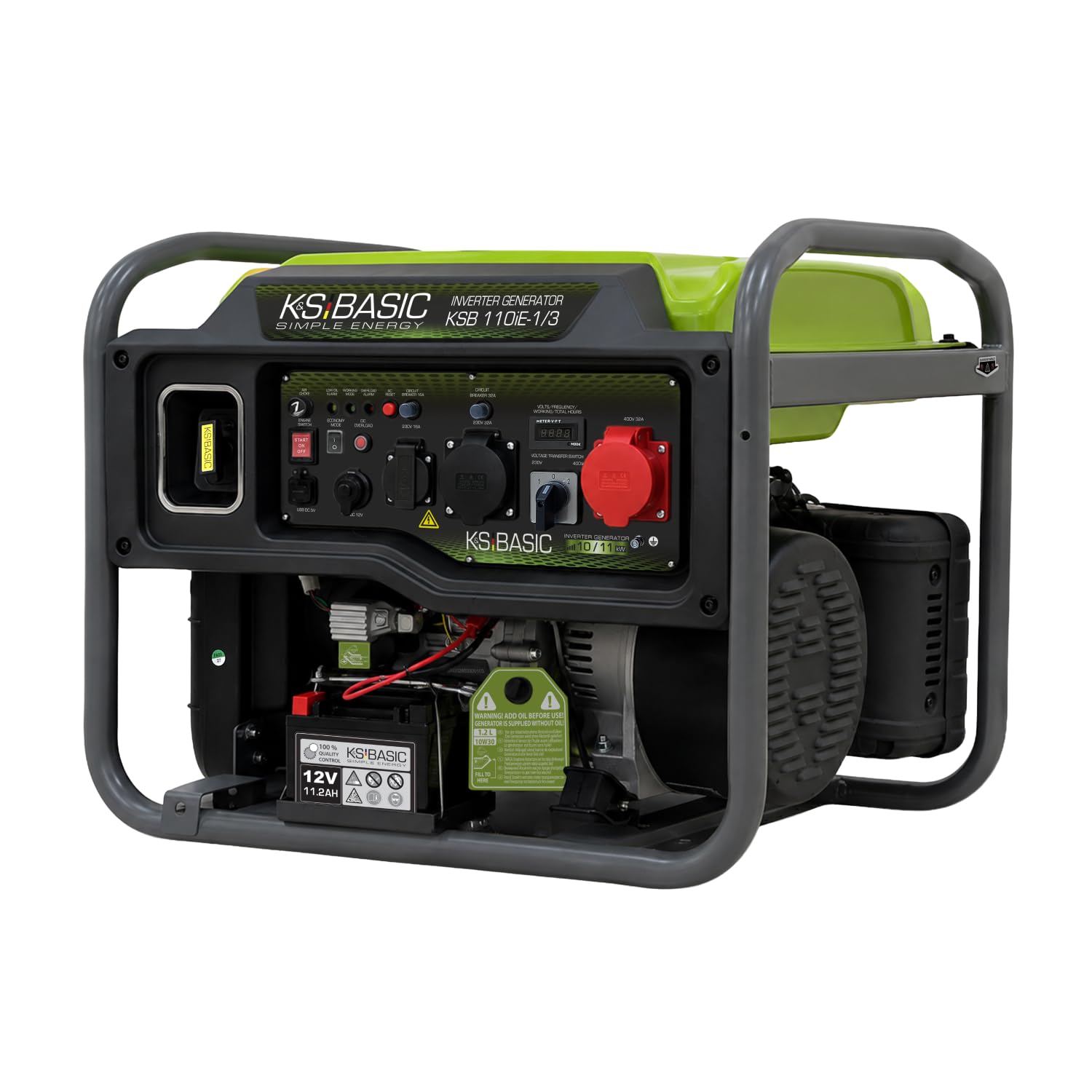 K&S BASIC Generatore inverter 110iE-1/3 11 kW max VTS, generatore di corrente benzina | Generatore di emergenza inverter per casa, campeggio e lavori in officina