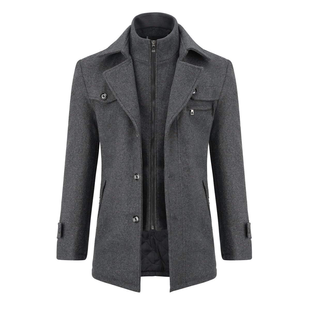 Allthemen Cappotto da Uomo in Lana Trench Slim Fit da Lavoro Corto Business Trench Coat Soft Touch Calda Invernale Coat