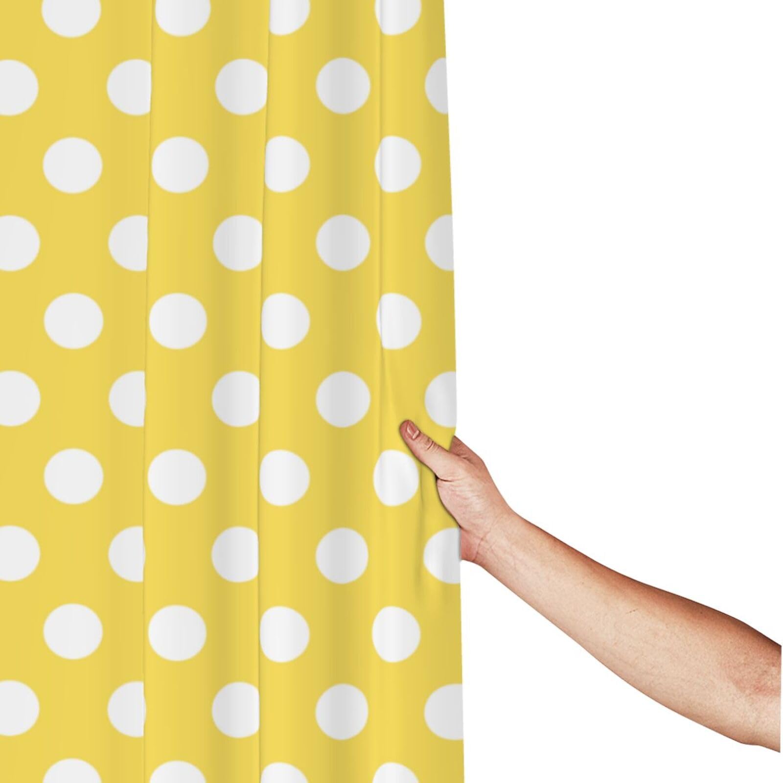 Rideau de douche imperméable et lavable en machine à pois jaune clair – 152,4 x 183 cm d'épaisseur – Décoration de salle de bain mignonne