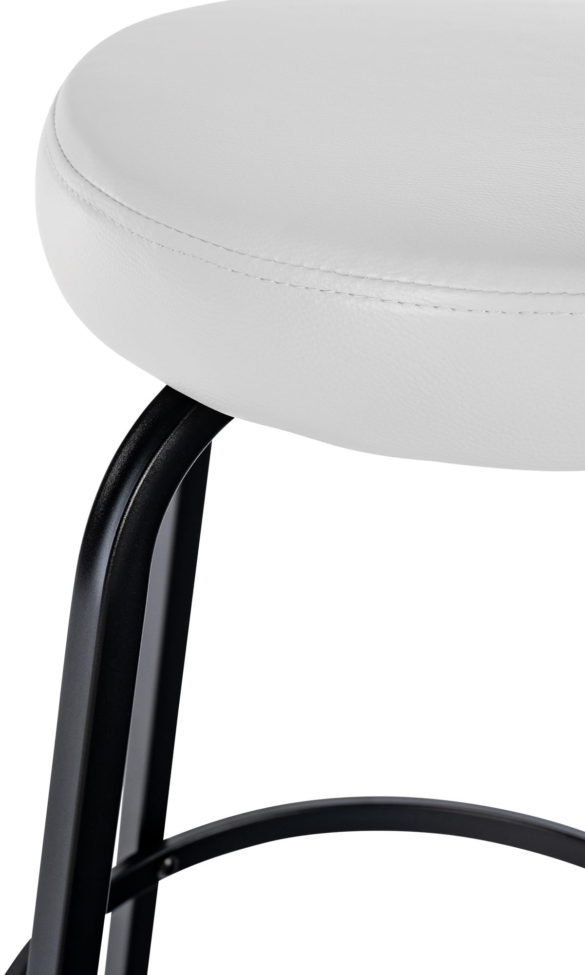 CLP Tabouret de Bar rembourré sans Dossier Kamari, Chaise de Bar avec revêtement en Similicuir ou en Velours, avec Structure métallique | Couleur Blanc Matériel Similicuir