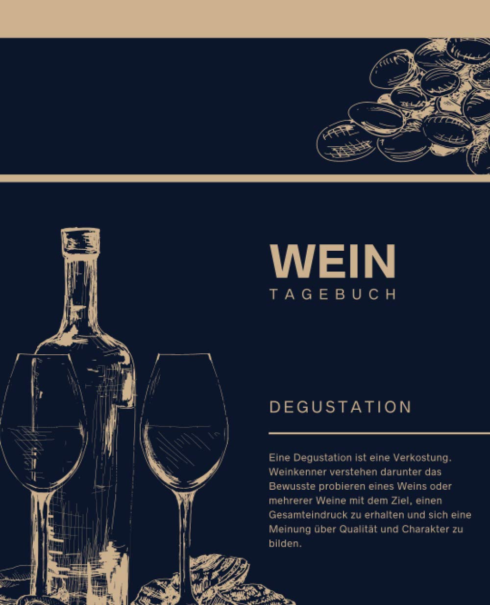 Carnet œnologique de dégustation de vin avec finitions premium or et bleu