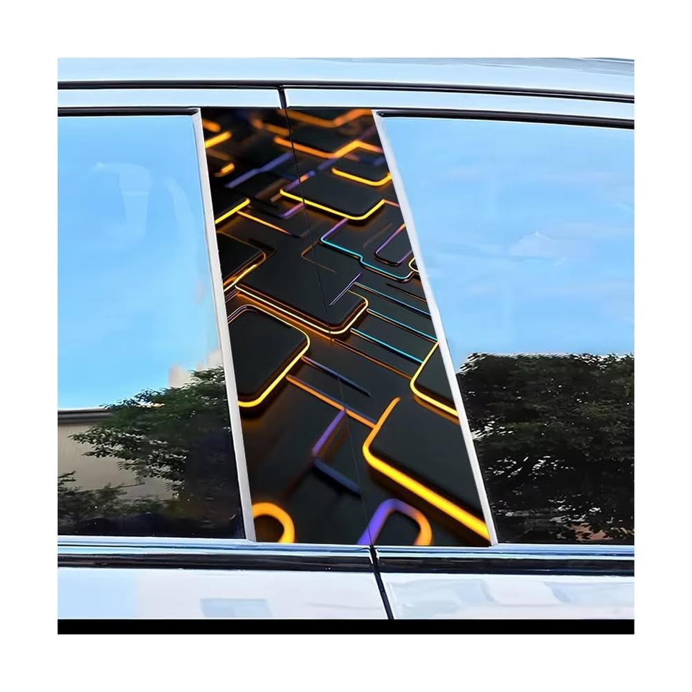 Bertdcx One Color Car Center Pillar Stickers Neon Squares B-Pillar Scratch Protection Auto Parts