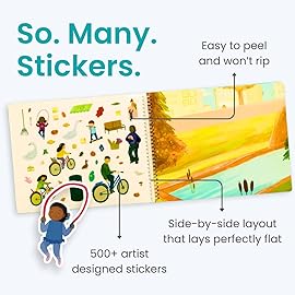 Sticker Book for Kids 2-4, 500+ Kids Stickers, Let\'s Play Outside by Cupkin 12 Coloring Pages 12 Side by Side Scenes, Fun Toddler Travel Activity Coloring and Sticker Books for Ages 4-8 + 8-10