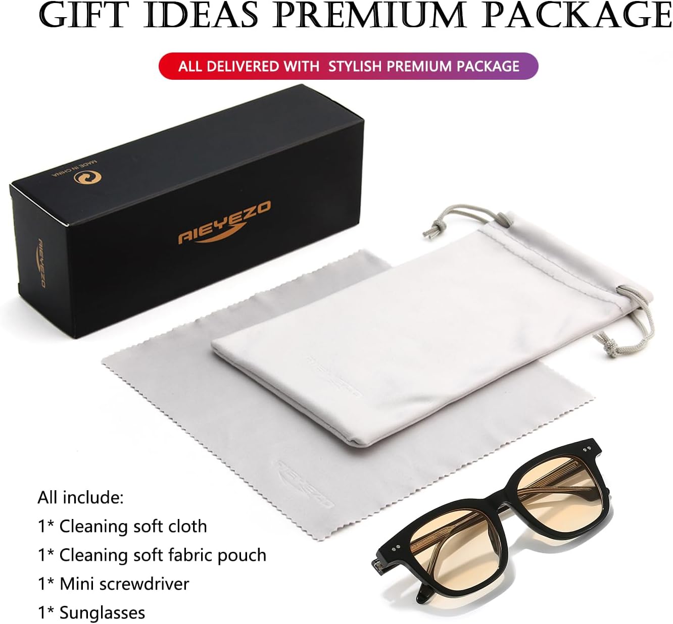 AIEYEZO Square Sunglasses for Women Men Fashion Sunnies, TR90 Frame Sun Glasses Trendy Retro Shades - Image 7