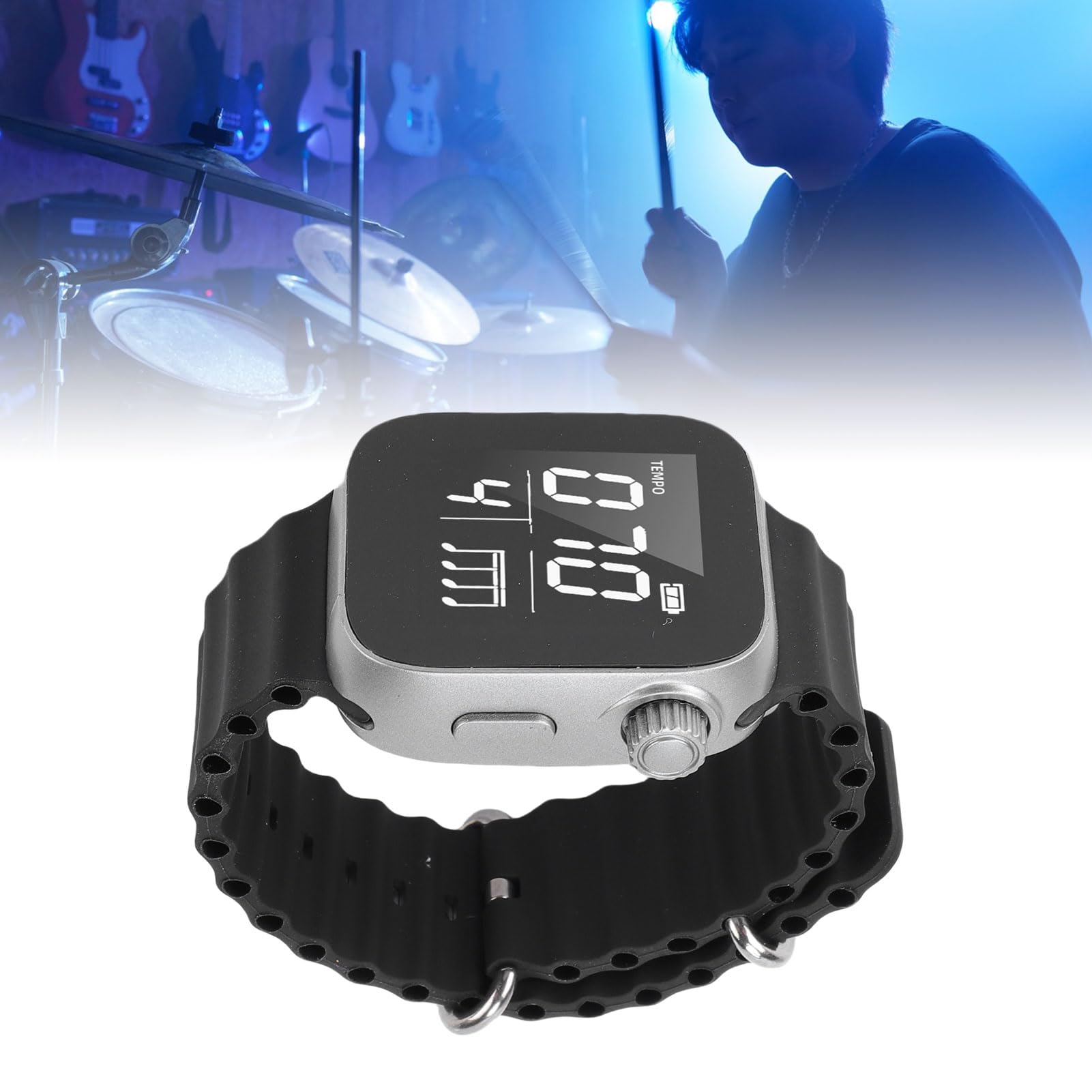 Bewinner Reloj con Metrónomo Vibratorio para Músicos y Entusiastas del Fitness, Entrenador de Ritmo Portátil con Ajustable 40-240 BPM, Modo Deportivo, Pantalla LCD, Recargable por USB (BLACK)