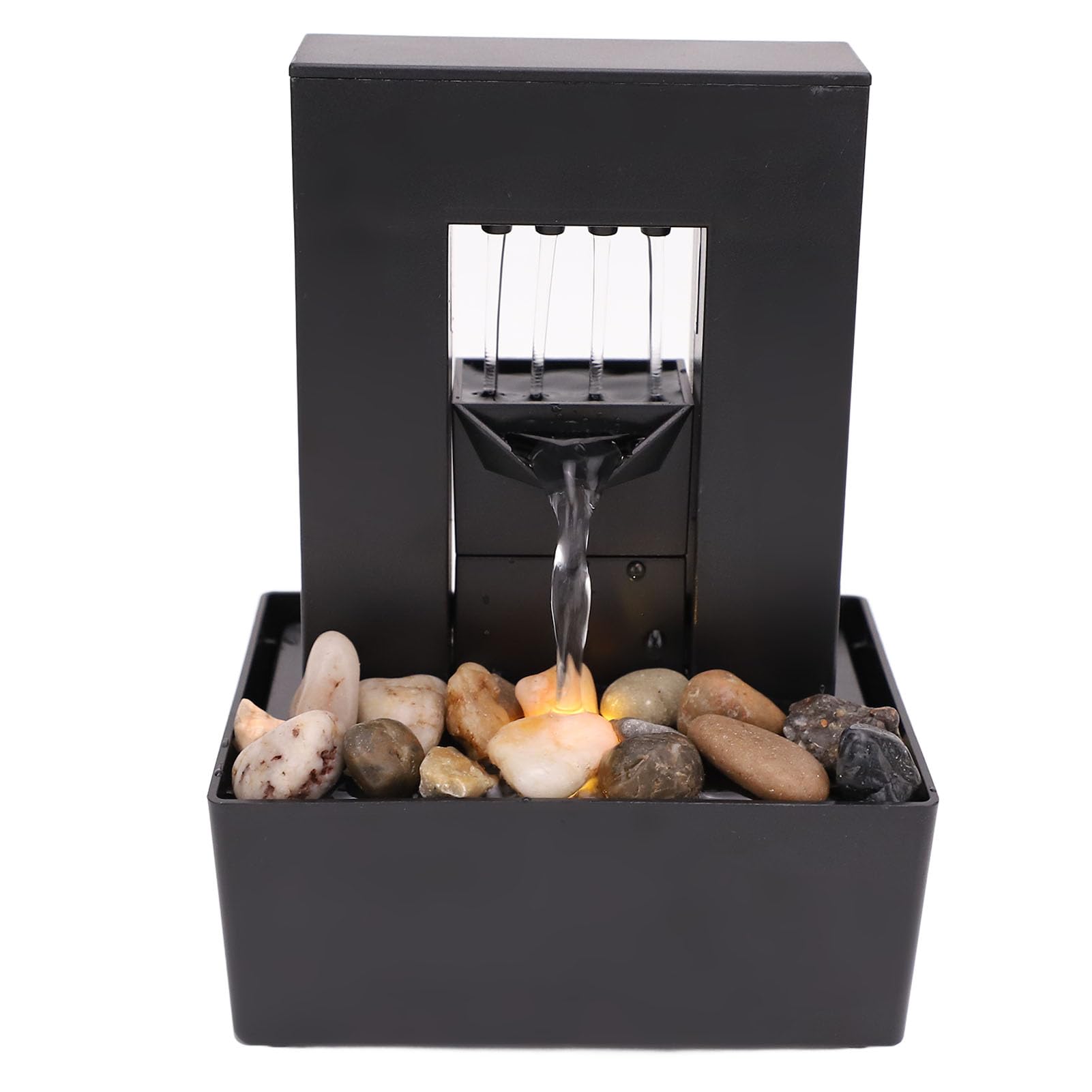Fuente de Agua de Mesa, Mini Fuente de Agua Interior con Batería Ligera y Guijarros, Fuente de Mesa Interior, Adorno de Fuente de Relajación de Sonido para Mesa, Oficina,