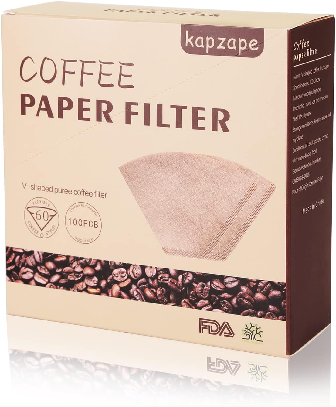 Natural Coffee Filters, V60 Size 02, Set of 100, Conical