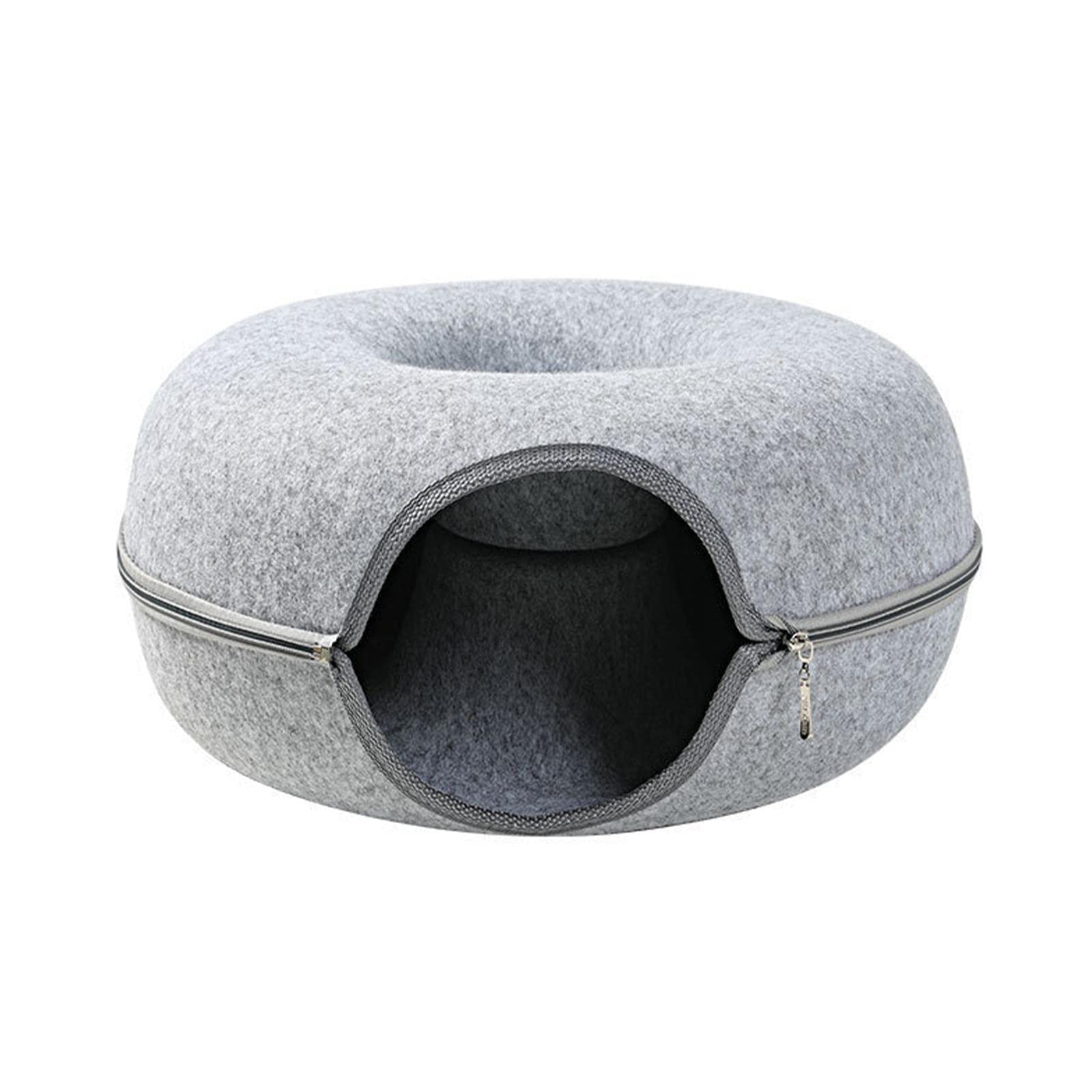 Cat Tunnel Bed, Removable Cat Nest, Felt cat Donut, Felt Tunnel Cat Nest, Four Seasons Available cat nest, Semi-Closed Washable Cat Tunnel Nest Detachable Beds for All Dogs Cats (20 inch, C)