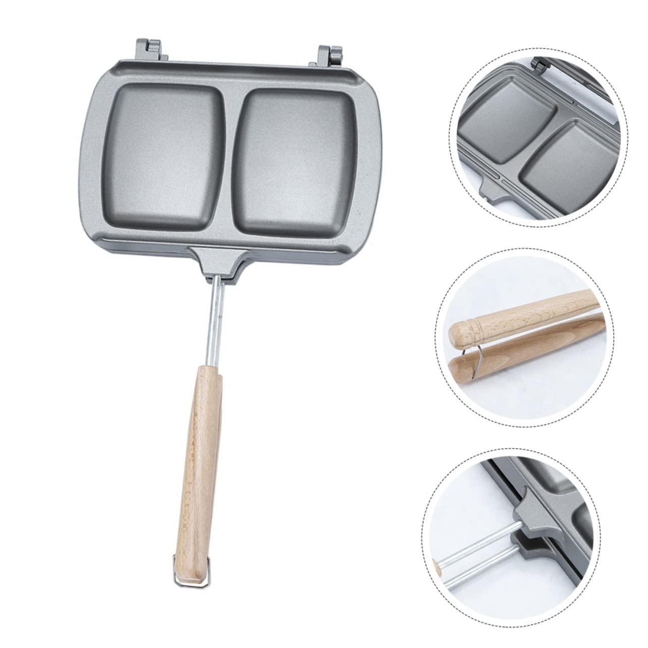 Padella in Lega di Alluminio Doppia Faccia Grill Rimovibile Antiaderente Adatta per Famiglie e Campeggio, per Tostapane e Sandwich