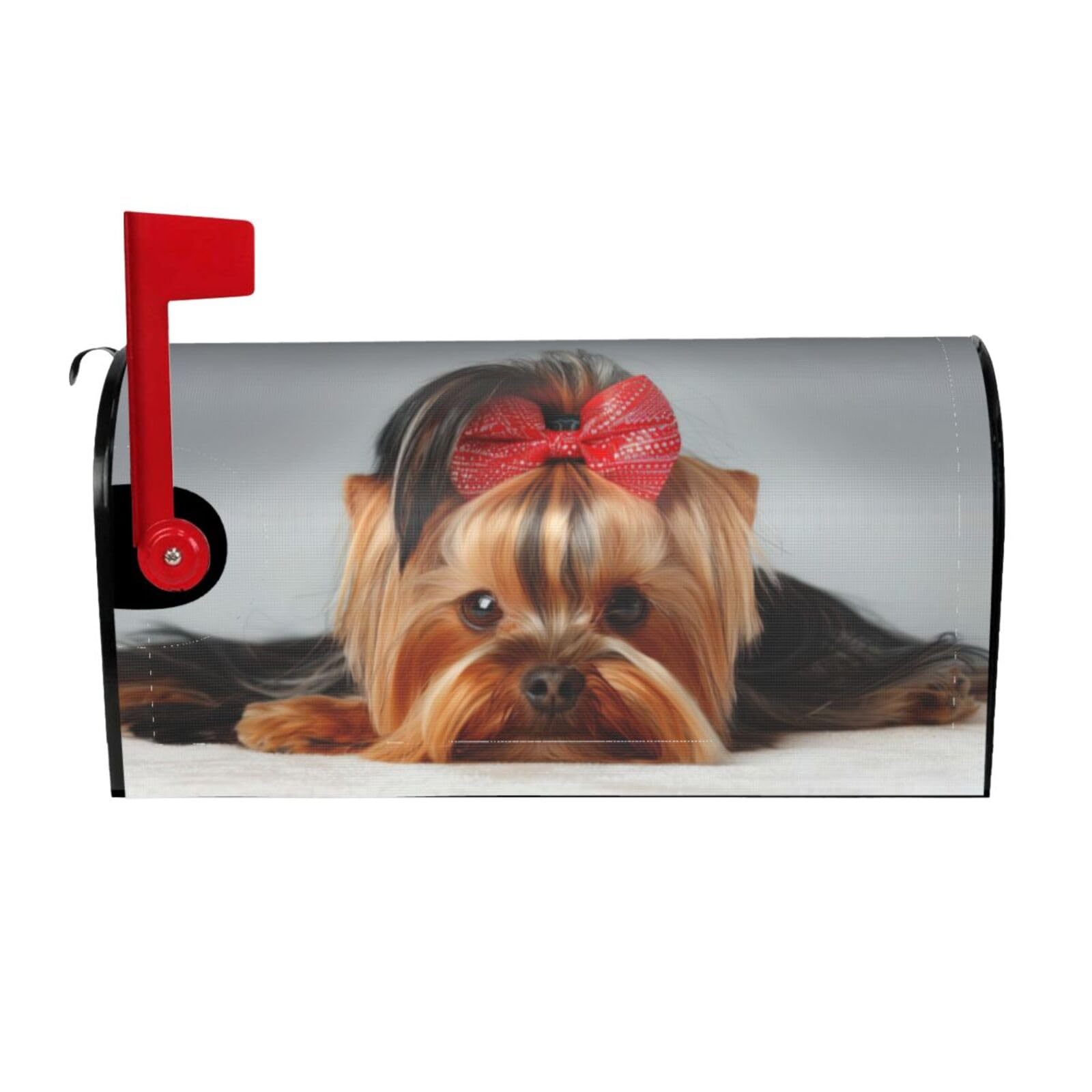 LOJAOGON Cute Yorkie Terrier Dog Mailbox Cover Magnetic Standard Size Letter Post Box Cover Wrap Oversize Decoration Welcome Home Garden Outdoor 25.5
