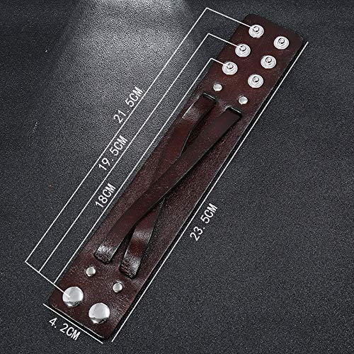 Pulsera ancha de cuero punk para hombre ajustable miniatura 5