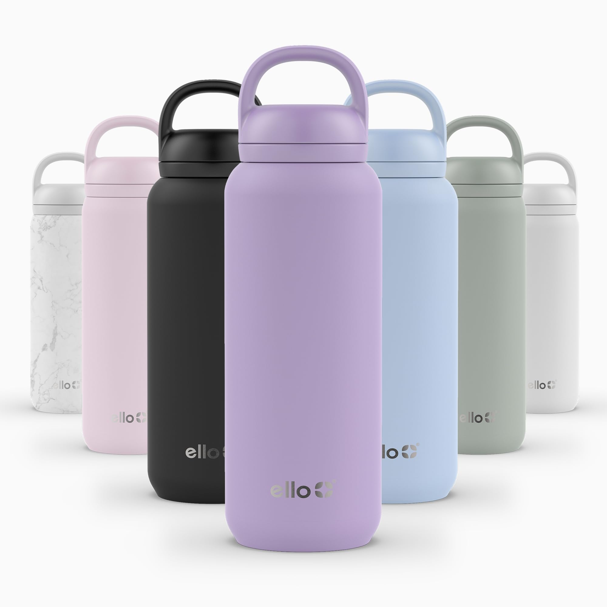 Ello Cooper Twist 32oz Stainless Steel Water Bottle with Chug Lid | Leak Proof | Double Walled and Vacuum Insulated | Built in Carry Loop | Dishwasher Safe | Lilac