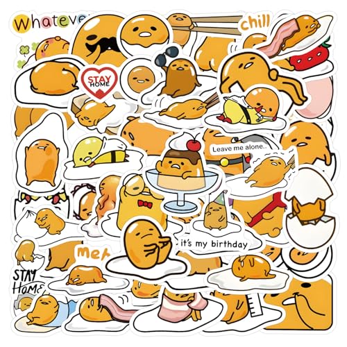 60pcs Japanese Lazy Egg Gudetam Stickers Mixed Pack Anime Sticker for Teens Waterproof Stickers for Water Bottle Laptop Luggage Helmet Skateboard Guitar (Gudetam)