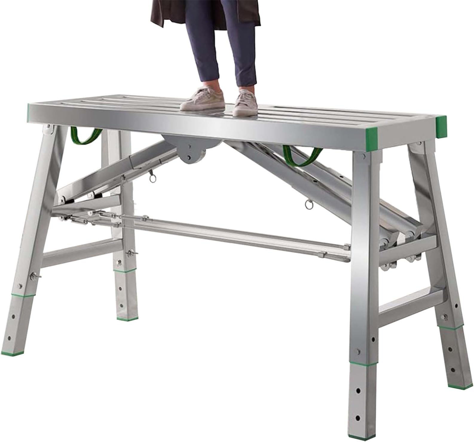 Folding Scaffold, Portable Adjustable Platform with Non-Slip Feet - Ideal Workbench for Cleaning, Repair, and Deting - PON