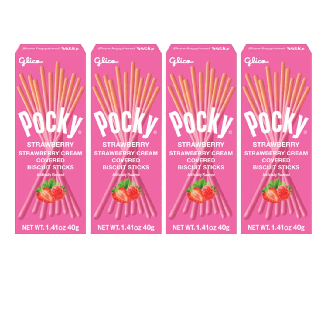 Pocky Biscuit Stick 1.41oz (Pack of 4) (Strawberry) - Strawberry