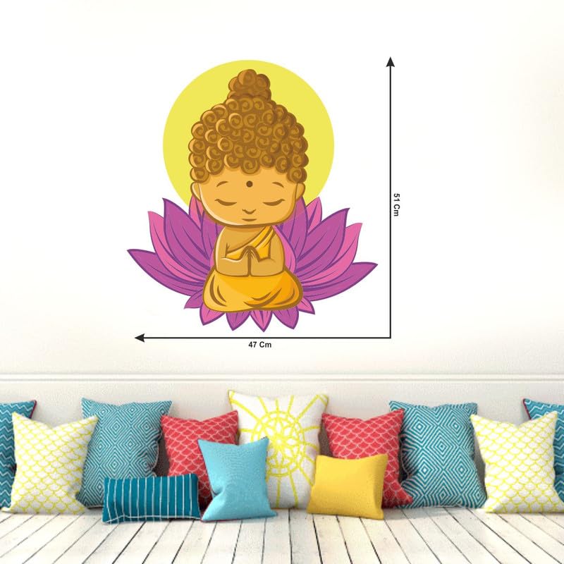 Image of Lord Buddha PVC Vinyl,Wall Sticker for Home Decor - Ideal for Living Room, Bedroom, Hall, Kids Room, Play Room (Size -45 cm x 45 cm) (Little Buddha (-50 cm x 45 cm))