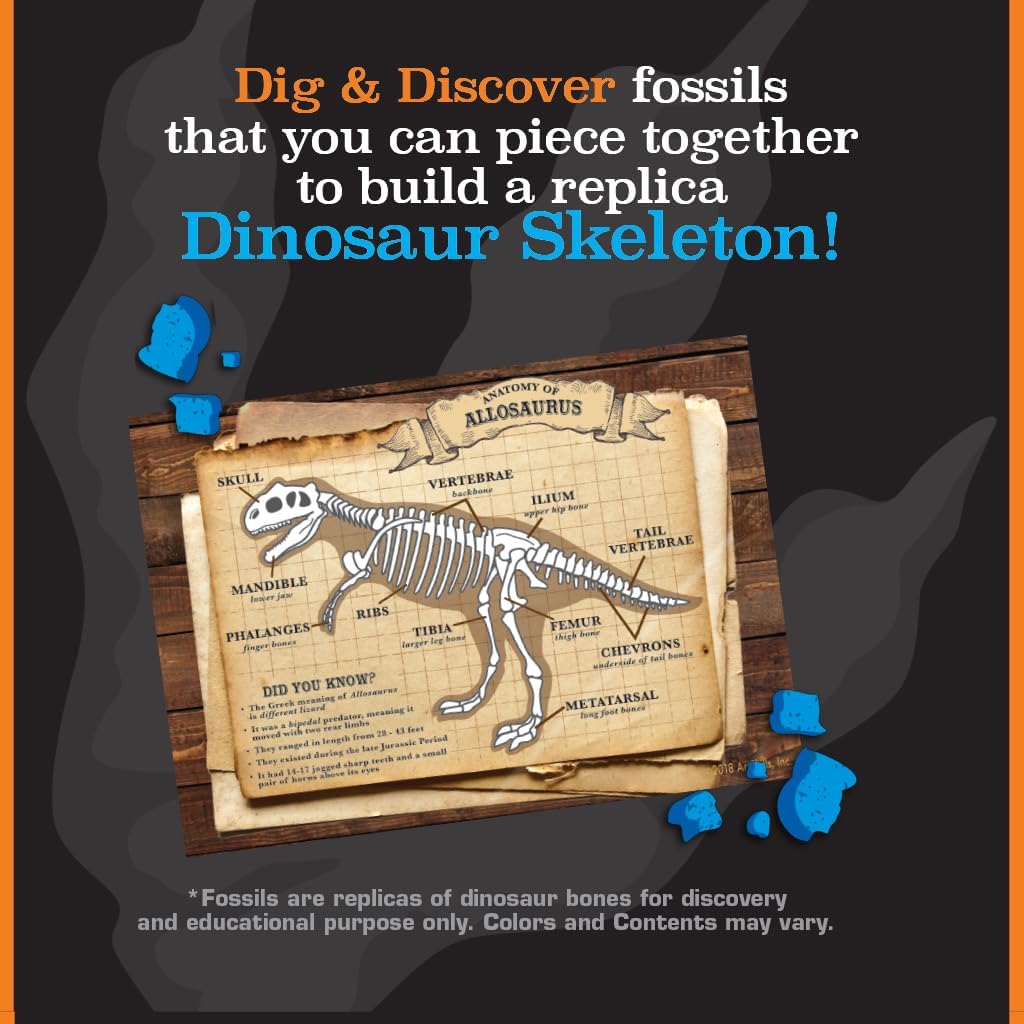 ArtSkills Epic Lab Dinosaur Fossil Digging Kit for Kids, Dinosaur Excavation Dig Kit Dino Toys for Kids Boys and Girls