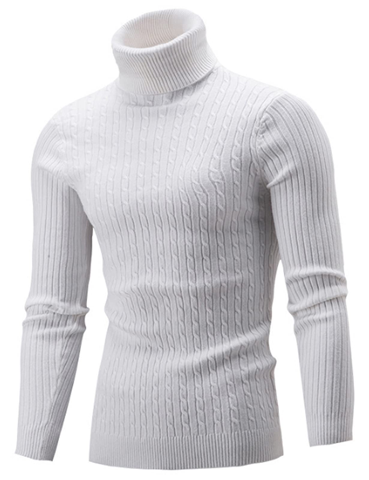 AIDEAONE Maglione Dolcevita da Uomo Maglione Casual a Costine Slim Fit a Maglia Collo Alto Pullover Dolcevita